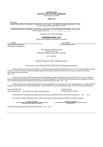Thumbnail Lightbridge Corporation 10-Q Quarterly Report FY 
