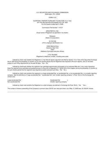 Vorschaubild Integer Holdings
 10-Q Quartalsbericht  