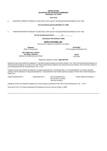 Thumbnail Mitek Systems
 10-Q Quarterly Report FY 