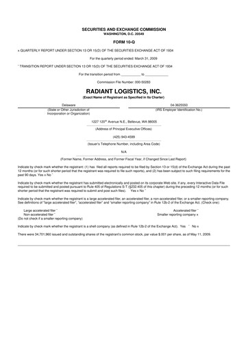 Thumbnail Radiant Logistics
 10-Q Quarterly Report FY 