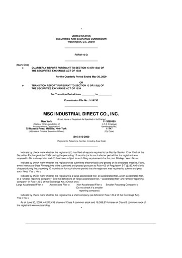 Thumbnail MSC Industrial Direct 10-Q Quarterly Report FY 