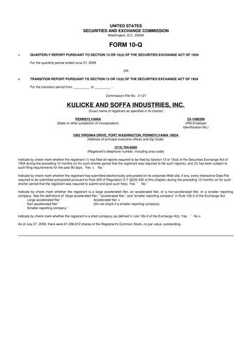 Vorschaubild Kulicke and Soffa Industries 10-Q Quartalsbericht  