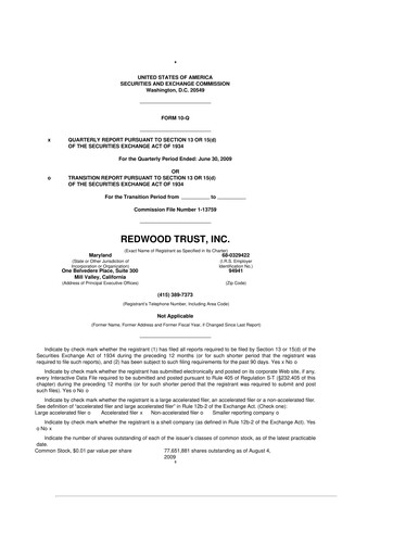 Vorschaubild Redwood Trust 10-Q Quartalsbericht  