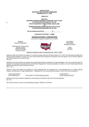 Thumbnail Wabash National
 10-Q Quarterly Report FY 