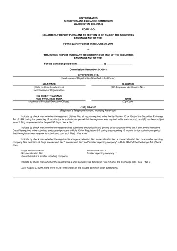 Miniature LivePerson 10-Q Rapport trimestriel  