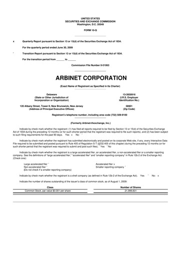 Thumbnail Arbinet 10-Q Quarterly Report FY 