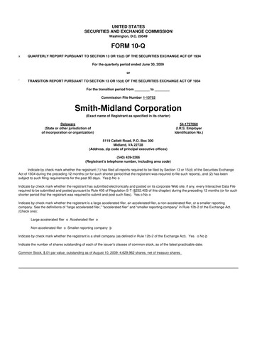 Thumbnail Smith-Midland Corporation 10-Q Quarterly Report FY 