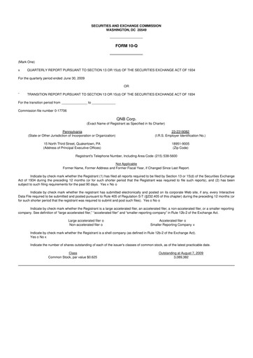 Thumbnail QNB Corp. 10-Q Quarterly Report FY 