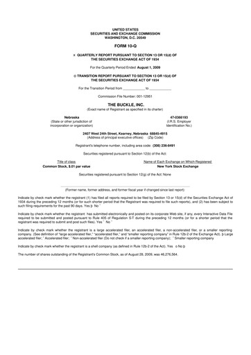 Thumbnail Buckle
 10-Q Quarterly Report FY 