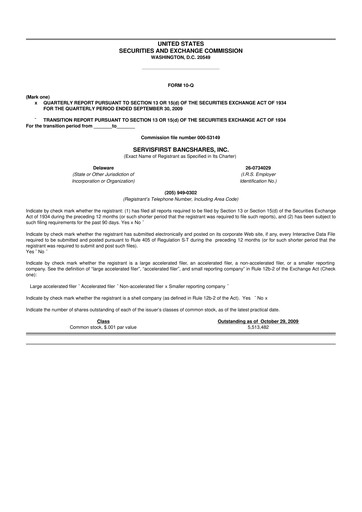 Vorschaubild ServisFirst Bancshares 10-Q Quartalsbericht  