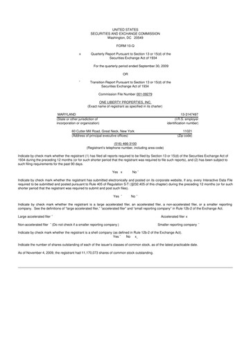 Thumbnail One Liberty Properties 10-Q Quarterly Report FY 