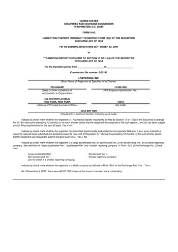 Miniature LivePerson 10-Q Rapport trimestriel  