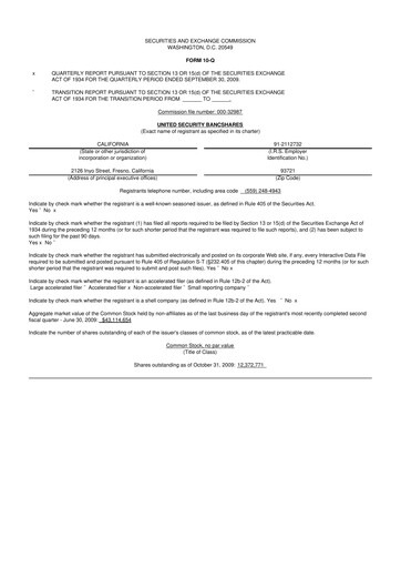 Vorschaubild United Security Bancshares 10-Q Quartalsbericht  