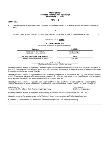 Thumbnail Interparfums 10-Q Quarterly Report FY 