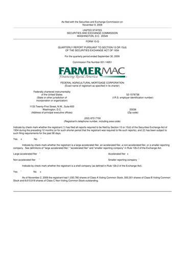 Thumbnail Federal Agricultural Mortgage Corporation 10-Q Quarterly Report FY 