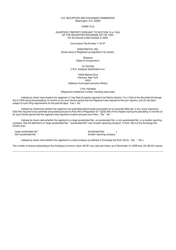 Vorschaubild Integer Holdings
 10-Q Quartalsbericht  