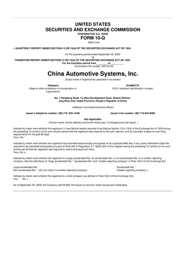 Vorschaubild China Automotive Systems 10-Q Quartalsbericht  