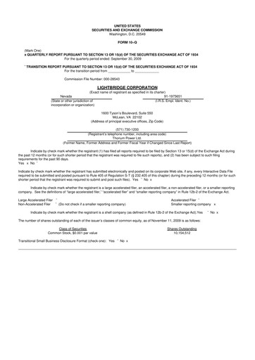 Thumbnail Lightbridge Corporation 10-Q Quarterly Report FY 