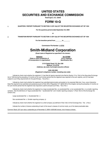 Thumbnail Smith-Midland Corporation 10-Q Quarterly Report FY 