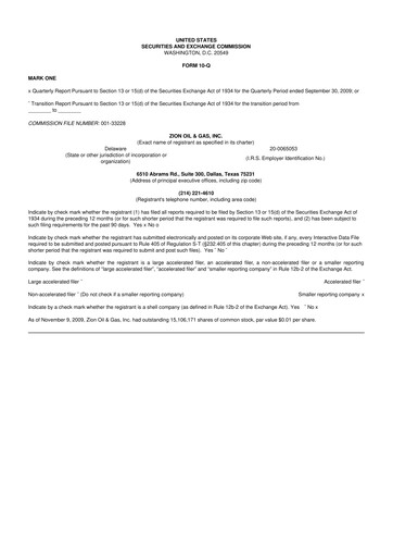 Thumbnail Zion Oil & Gas 10-Q Quarterly Report FY 