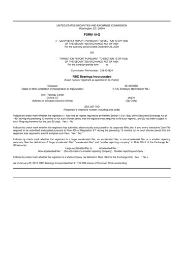 Thumbnail RBC Bearings 10-Q Quarterly Report FY 