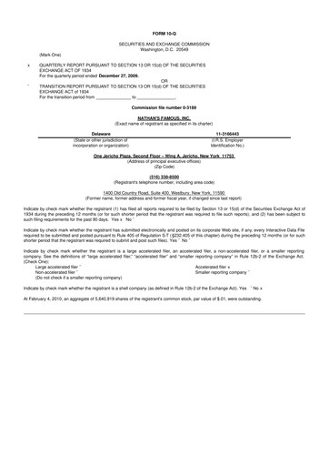 Miniature Nathan's Famous 10-Q Rapport trimestriel  