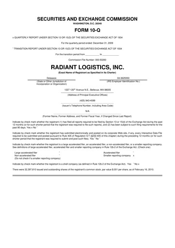 Thumbnail Radiant Logistics
 10-Q Quarterly Report FY 