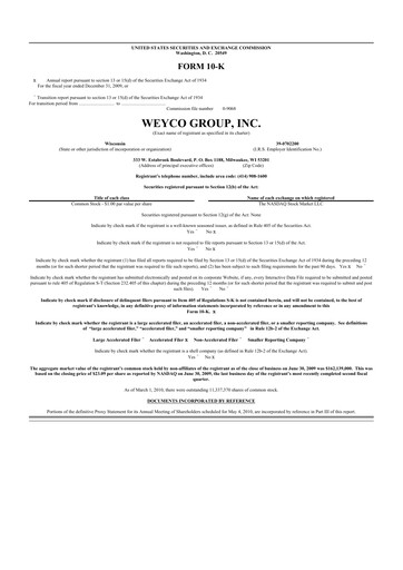 Thumbnail Weyco Group 10-K Annual Report 