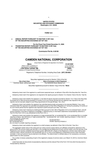 Thumbnail Camden National Corporation
 10-K Annual Report 