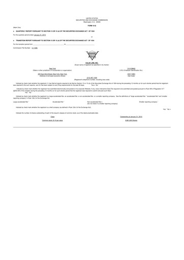 Thumbnail Value Line 10-Q Quarterly Report FY 