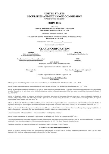 Vorschaubild Clarus
 10-K Jahresbericht 