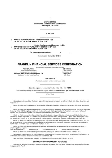 Thumbnail Franklin Financial Services Corporation 10-K Annual Report 