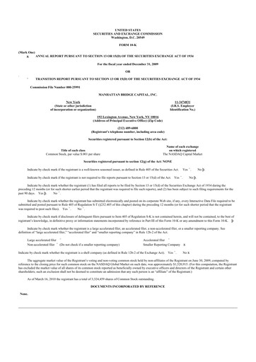 Thumbnail Manhattan Bridge Capital
 10-K Annual Report 