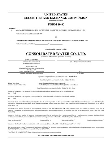 Thumbnail Consolidated Water 10-K Annual Report 