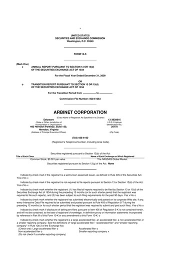 Thumbnail Arbinet 10-K Annual Report 