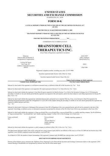 Thumbnail BrainStorm Cell Therapeutics 10-K Annual Report 