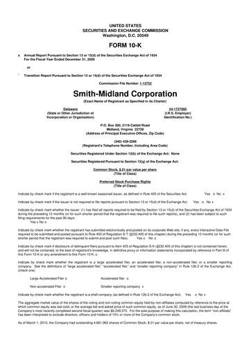 Thumbnail Smith-Midland Corporation 10-K Annual Report 