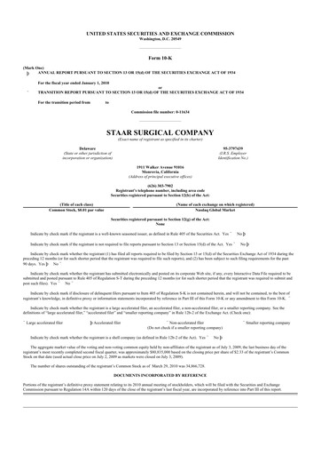 Thumbnail STAAR Surgical 10-K Annual Report 