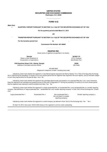 Vorschaubild Equifax 10-Q Quartalsbericht 2010 