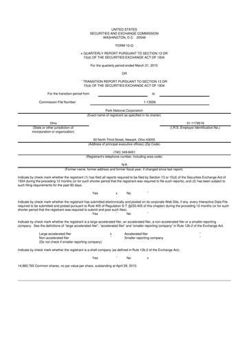 Thumbnail Park National Corp 10-Q Quarterly Report FY 