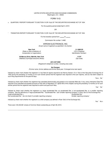 Thumbnail Arrow Electronics
 10-Q Quarterly Report FY 