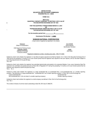 Thumbnail Wabash National
 10-Q Quarterly Report FY 