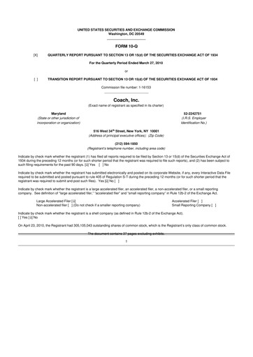 Miniature Tapestry 10-Q Rapport trimestriel  