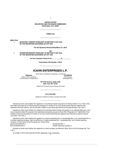 Thumbnail Icahn Enterprises
 10-Q Quarterly Report FY 