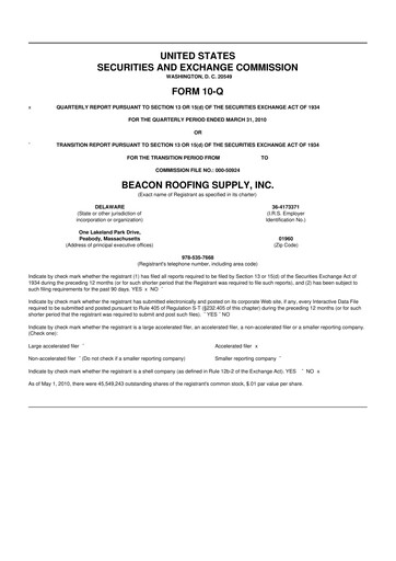 Vorschaubild Beacon Roofing Supply 10-Q Quartalsbericht  