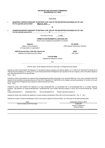 Miniature Perma-Fix Environmental Services 10-Q Rapport trimestriel  