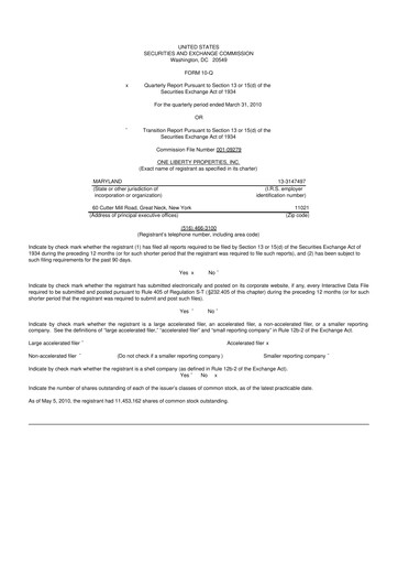 Thumbnail One Liberty Properties 10-Q Quarterly Report FY 