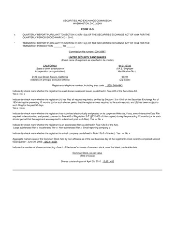 Vorschaubild United Security Bancshares 10-Q Quartalsbericht  