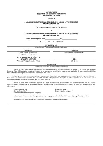 Miniature LivePerson 10-Q Rapport trimestriel  