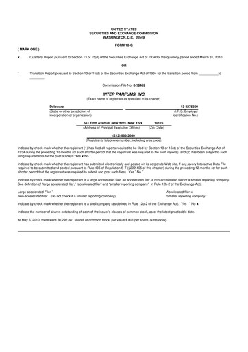 Thumbnail Interparfums 10-Q Quarterly Report FY 